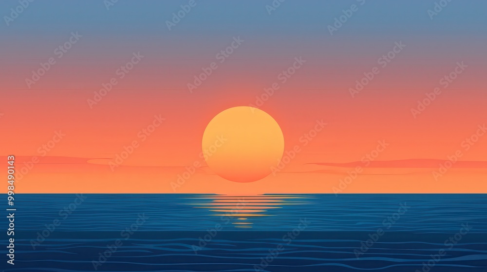 Stunning Sunset Over Calm Ocean Horizon with Vibrant Sky Colors Depicting Serene Weather Conditions Stunning Sunset Over Calm Ocean Horizon with Vibrant Sky Colors Depicting Serene Weather Conditions