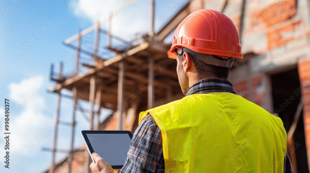 Structural Worker evaluating a bridge design on a tablet Structural Worker evaluating a bridge design on a tablet