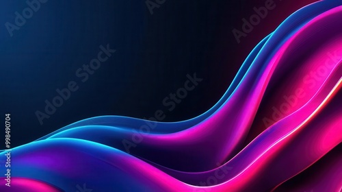 Abstract tech wave with neon accents, dark background, Tech Background, Digital flow