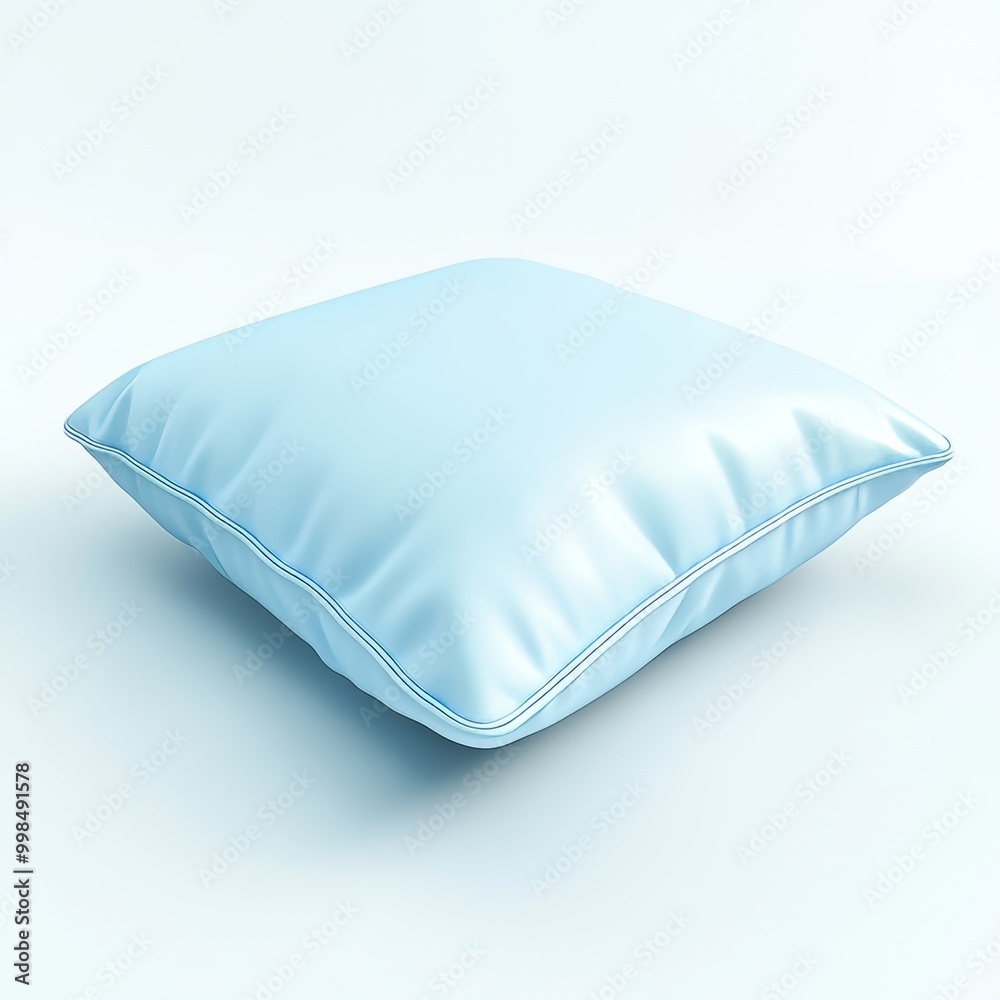 On a transparent background, a blue rectangular pillow for sleeping and resting is isolated On a transparent background, a blue rectangular pillow for sleeping and resting is isolated