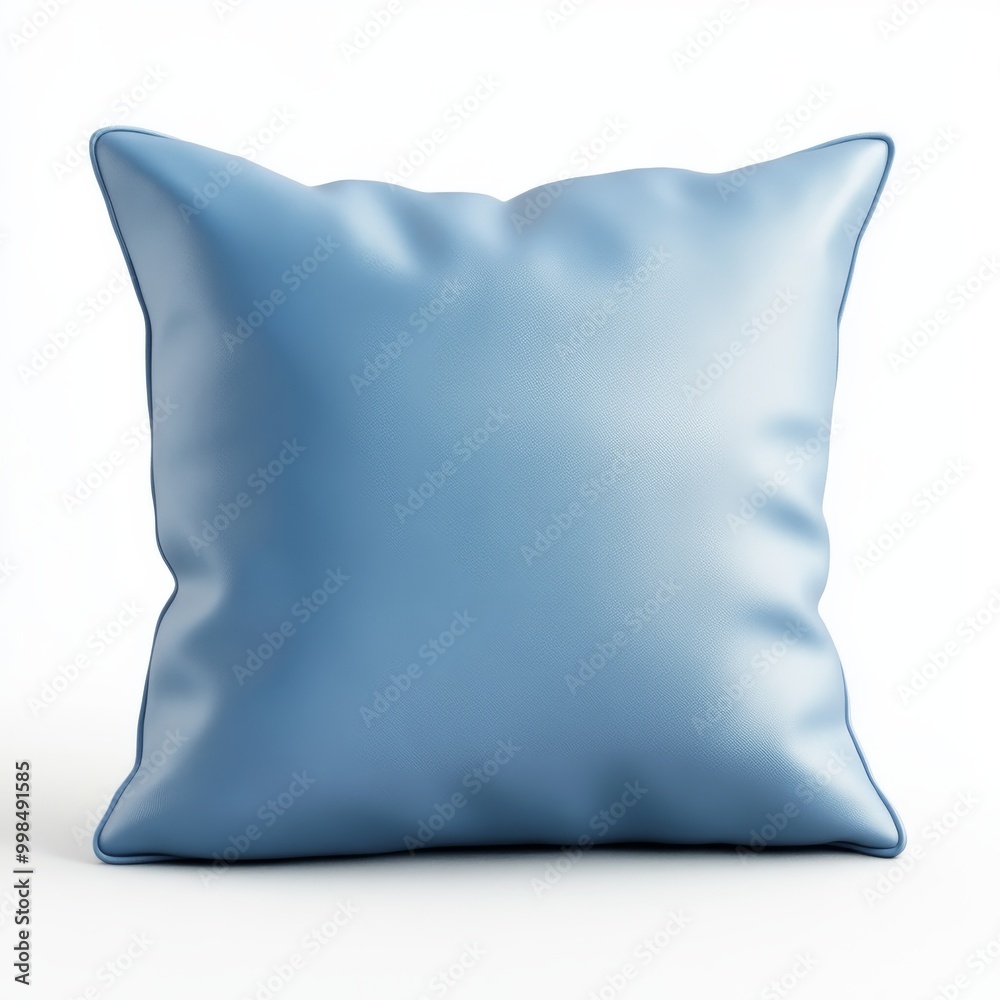 The image shows a blue rectangular pillow for sleeping and resting isolated on a transparent background The image shows a blue rectangular pillow for sleeping and resting isolated on a transparent background