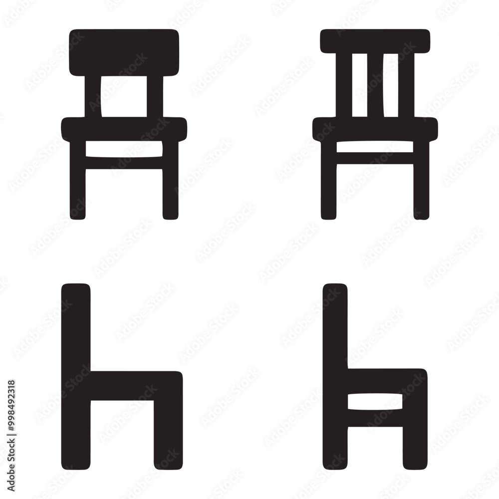 Chair vector icon set Chair vector icon set