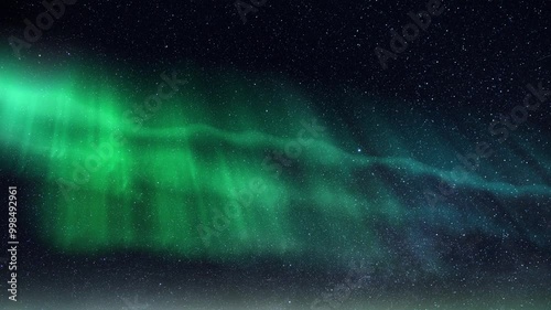 Aurora Borealis Green Purple Milky Way Galaxy Northern Lights Time Lapse Solar Wind. Dance of Celestial Lights across the Milky Way. Northern Lights twirling in harmony with the solar wind