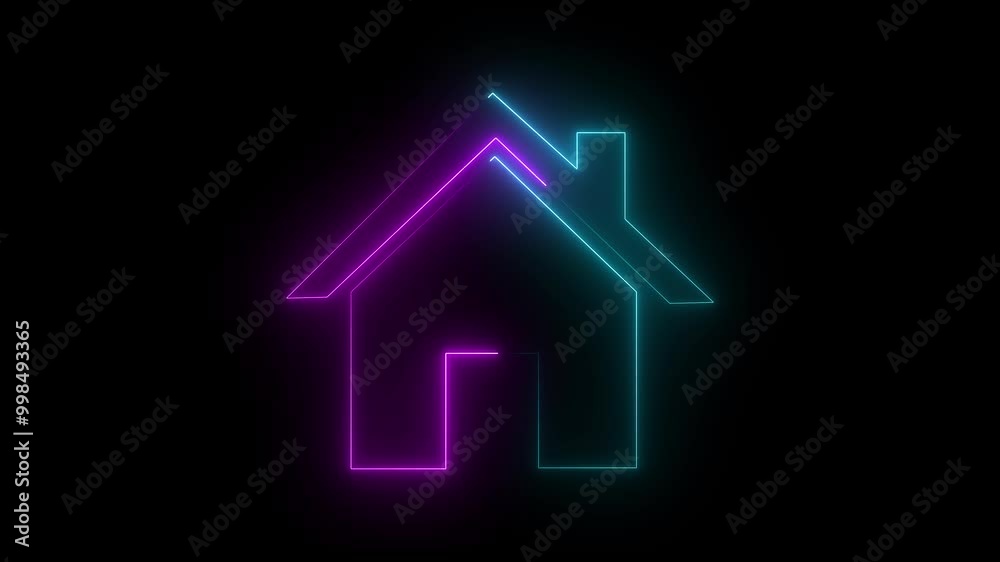 Neon line home icon. Neon line Cool linear animated home icon. Neon line home icon. Neon line Cool linear animated home icon.