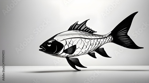 black and white fish photo