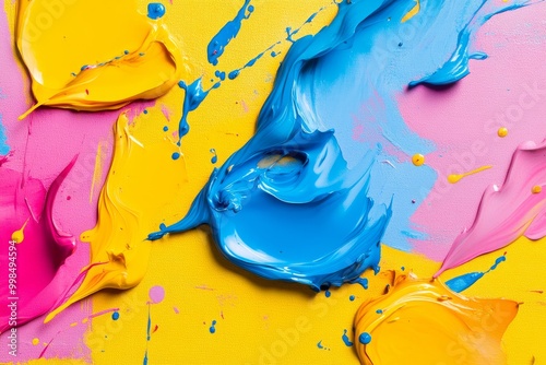 Colorful illustration of thick, gooey paint splashes photo