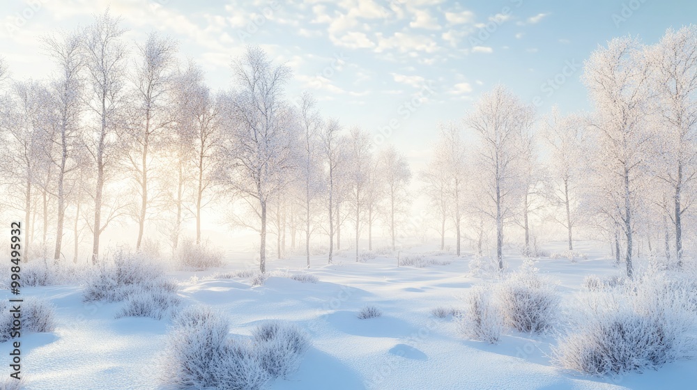A bright winter landscape featuring snow-covered trees glistening in the sunlight, evoking a serene vibe. A bright winter landscape featuring snow-covered trees glistening in the sunlight, evoking a serene vibe.