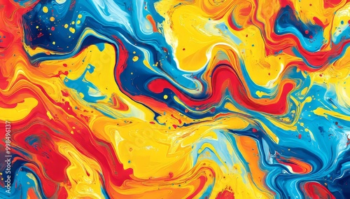 A liquid oil background mixed with red, yellow, and blue colors. Luxury marble texture. generative AI background. Marble wallpaper oil slick watercolor. liquid oil background.
