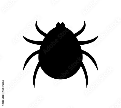 Bug, mite, tick icon. Vector black insect illustration.
