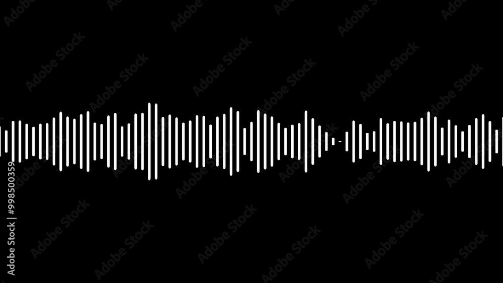 black video footage of audio visualizer on black background. Abstract music waves oscillation. Futuristic sound wave visualization. 