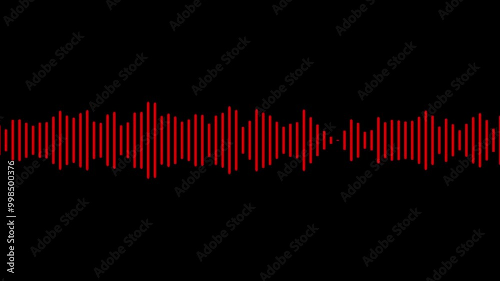 black video footage of audio visualizer on black background. Abstract music waves oscillation. Futuristic sound wave visualization. 