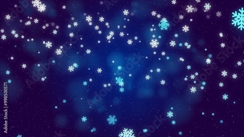 beautiful blue snowflakes background snowfall background for Christmas commercial uses, beautiful snowflake falling background
