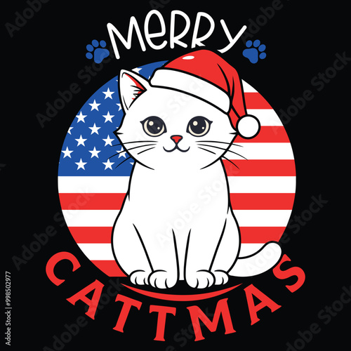 Merry Catmas Tshirt Design for Christmas