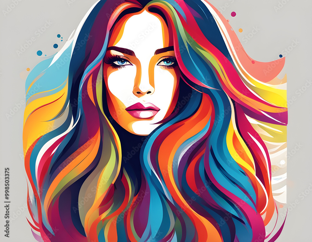 colorful Woman with long hair. Beautiful woman Illustration background colorful Woman with long hair. Beautiful woman Illustration background