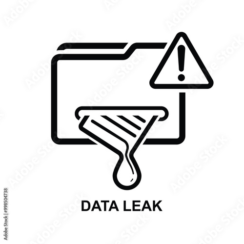 Data leak icon.The black data leak symbol isolated on background vector illustration.