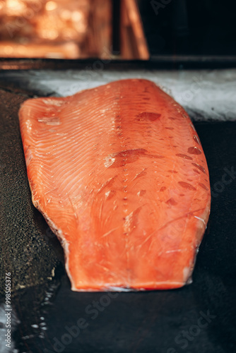 Wallpaper Mural Cut fresh salmon in a fishmonger's display case Torontodigital.ca