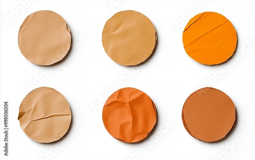 A collection of six circular images in different shades of earthy colors, each with a unique texture and pattern that gives a sense of abstract, modern artwork.