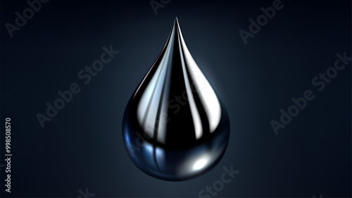 High Quality Crude Oil Drop Isolated on Dark Background, Shiny Droplet, Different From Similar Vector, Vector Illustration