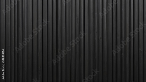 Black corrugated metal texture. Wall wooden vertical panels. Dark steel roof sheet. Wood siding for construction