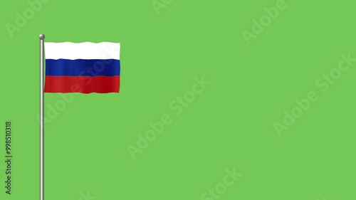 Russia flag animation on green screen.