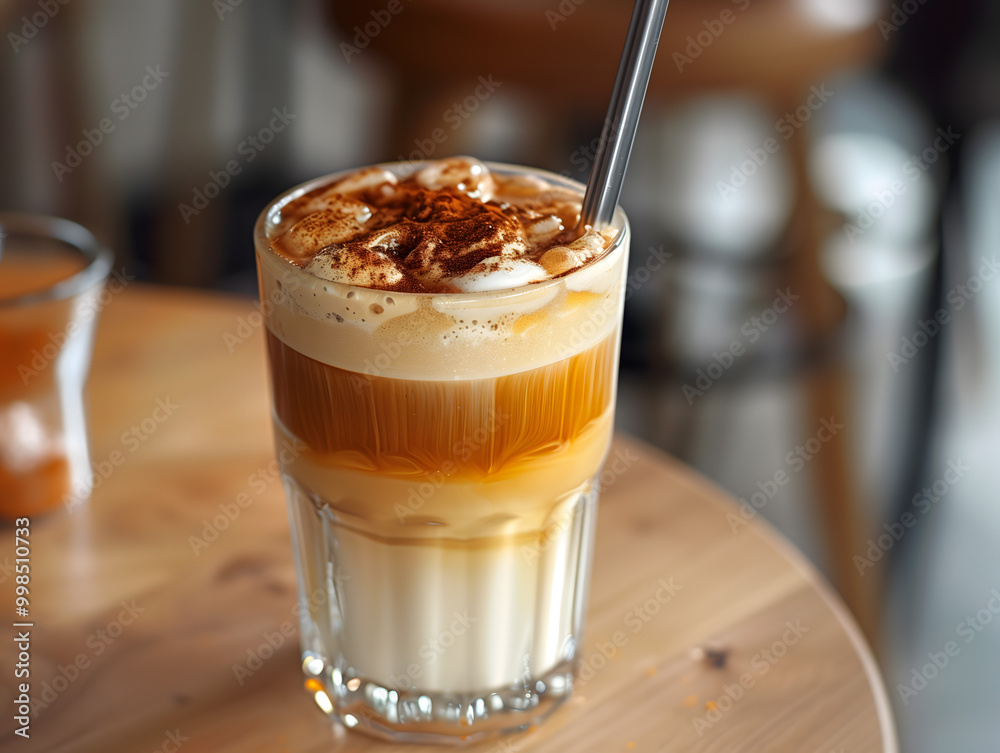 Refreshing Iced Coffee with Cream Swirl in a Tall Glass Refreshing Iced Coffee with Cream Swirl in a Tall Glass