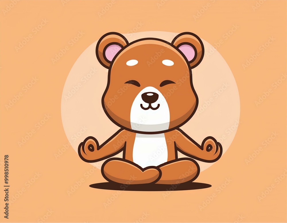 cute bear character meditating logo cute bear character meditating logo