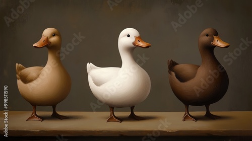 Three Ducks in a Row - A Realistic Painting