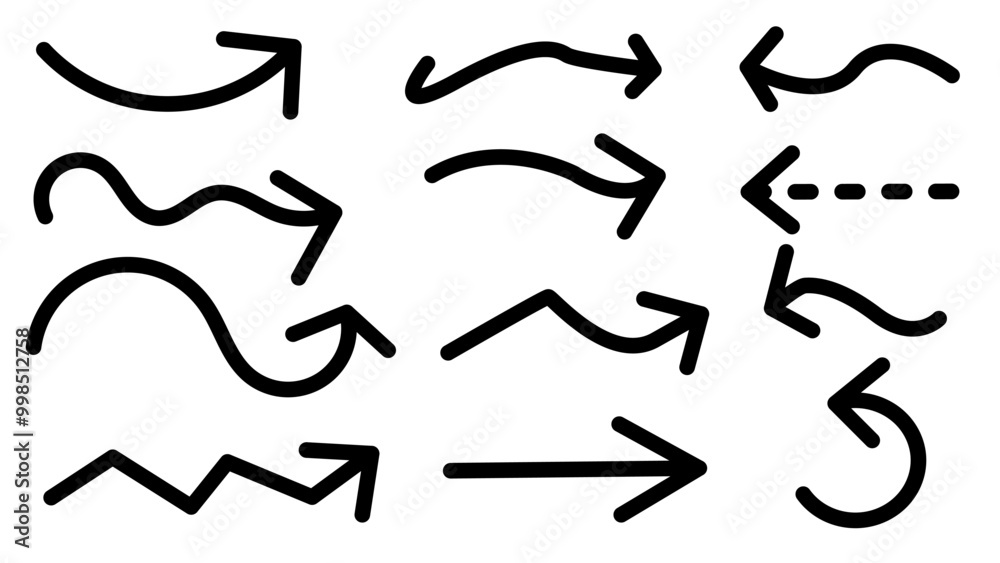 set of arrow isolated white background set of arrow isolated white background