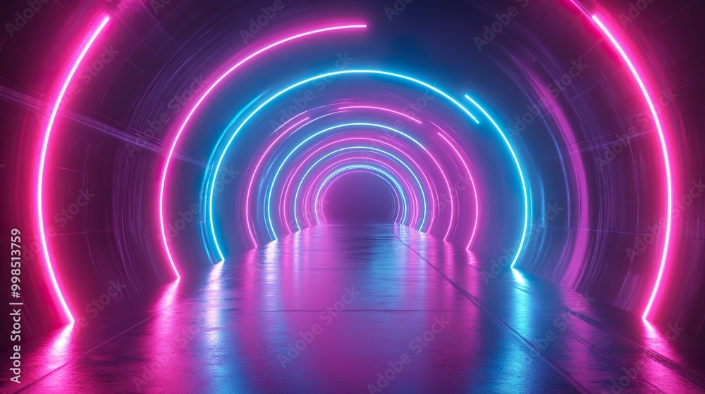 Darkened tunnel alive with glowing neon designs underfoot wallpaper Darkened tunnel alive with glowing neon designs underfoot wallpaper