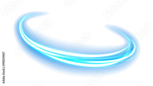 Abstract Blue Wavy Line of Light Isolated on White Background, Vector Illustration
