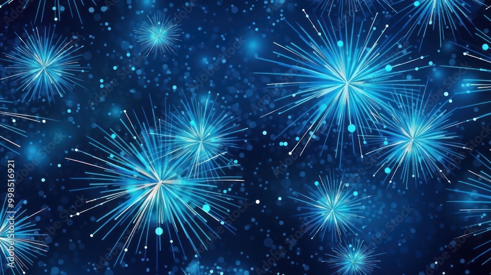 Naklejka premium Abstract Blue Fireworks Background