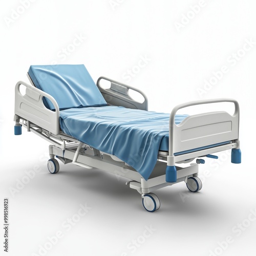 Patient examination bed in a hospital or clinic 3D rendering isolated on transparent background