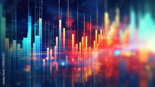 Abstract blurred bokeh effect with stock market charts and banking