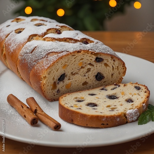 Stollen Weihnachten. Generative AI Technologie photo