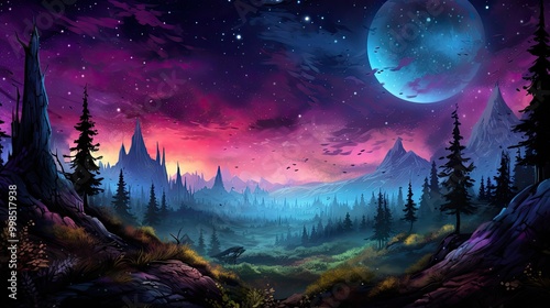 Colorful milkyway galaxy night stars landscape