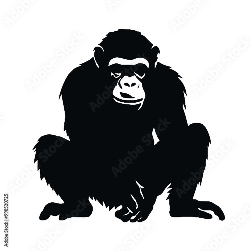 Geometric Chimpanzee Silhouette Vector for Contemporary Projects