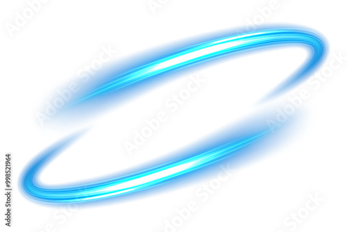 Twin Blue Wavy Line of Light Isolated on White Background, Vector Illustration