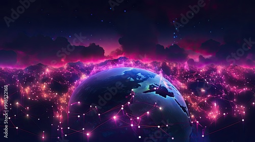 worldwide network connection, digital art illustration