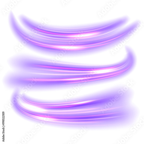 Abstract Set Violet Line of Light Isolated on White Background, Vector Illustration