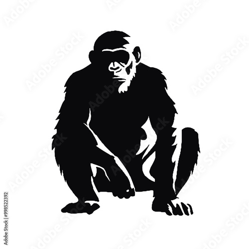 Chimpanzee Silhouette Vector Illustration – Unique Animal Design Element