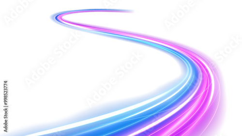 Abstract Wavy Line of Light Isolated on White Background, Vector Illustration