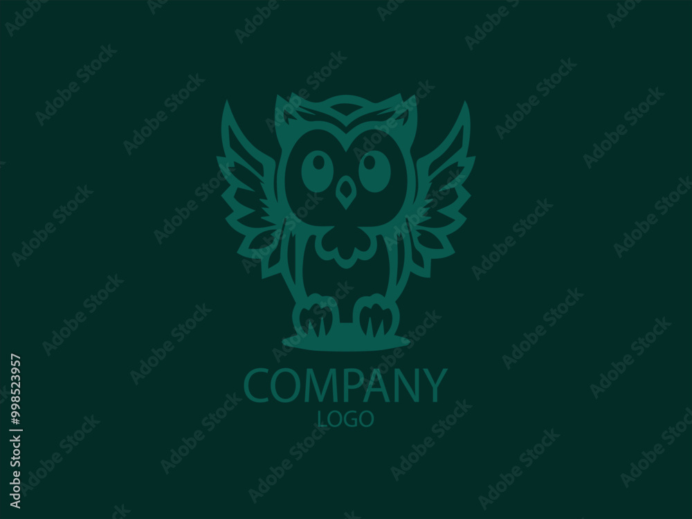 Fototapeta premium Vector Logo of a Cute Cartoon Owl, the Smart One Flying High, Illustration of an Owl Flying, an Excited Ghost in the Air