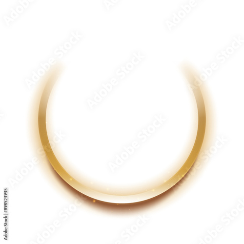 Golden Ring Frame with Sparks Isolated on White Background, Vector Illustration