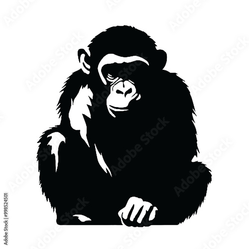 Chimpanzee Silhouette Vector Graphic – Perfect for Animal-Themed Logos photo