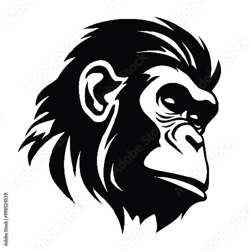 Chimpanzee Silhouette Vector Graphic – Perfect for Animal-Themed Logos