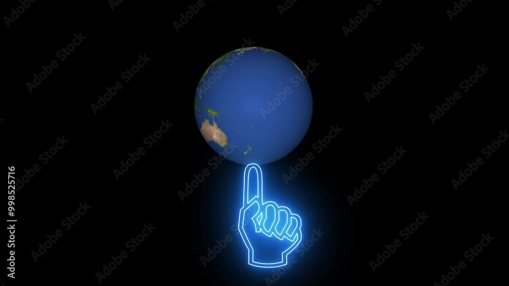 Hand and earth icon animation on background. Hand and earth icon animation on background.