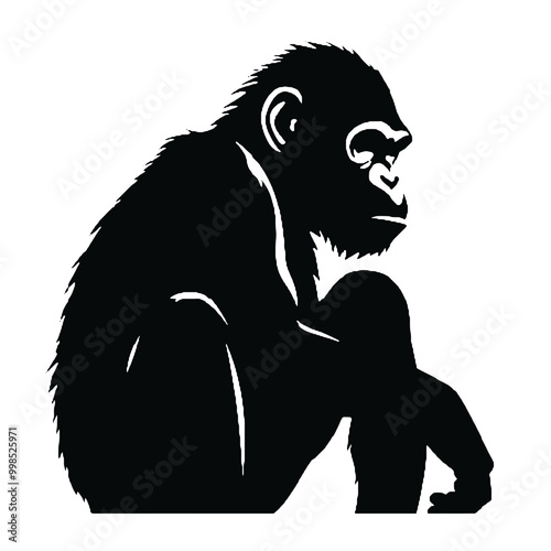 Chimpanzee Silhouette Vector Art – Bold Design Element for Posters photo