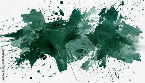 Blotches of green paint on white background, creative simple background for a title or advertisement