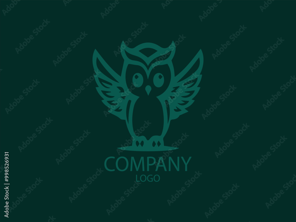 Obraz premium Vector Logo of a Cute Cartoon Owl, the Smart One Flying High, Illustration of an Owl Flying, an Excited Ghost in the Air