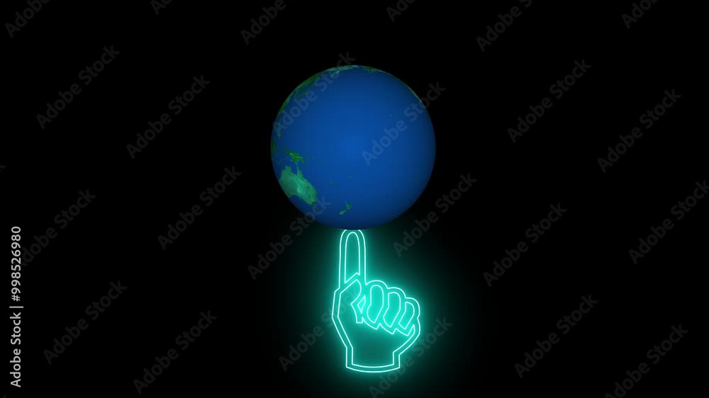 Hand and earth icon animation on background. Hand and earth icon animation on background.